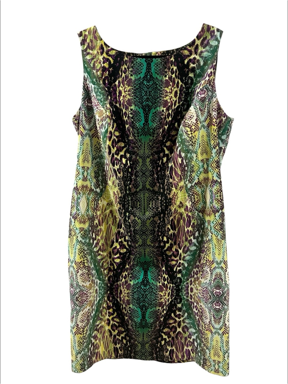 Kim Rogers Green Animal Print Sleeveless Dress Sz 14 New